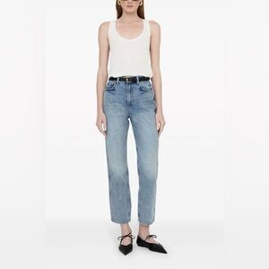 Anine Bing Vin Paint Detail Cropped Jeans Minimalist High Rise Size 28